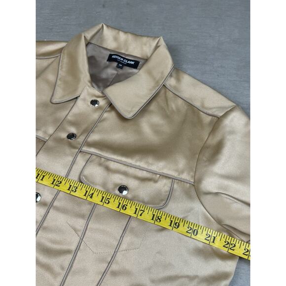 Keiser Clark Silky Copper Satin Trucker Jacket Size Medium Retail $550 - Picture 13 of 15
